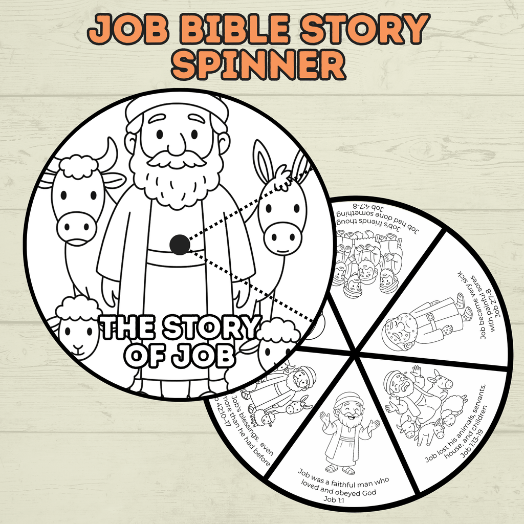 Job Bible Story Spinner Craft, Bible Craft, Sunday School Craft, Job Lesson, VBS, Homeschool, Christian Activity, Old Testament Craft
