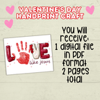 Love Valentine's Day Christian Handprint Craft for Kids, Keepsake Handprint Art, Homeschool Preschool and Kindergarten Activity