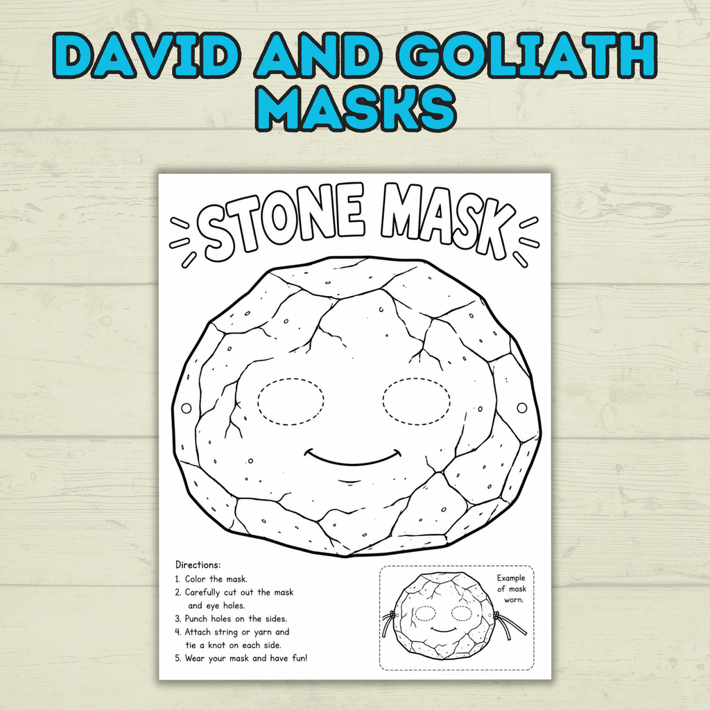 David and Goliath Masks, David Craft, Bible Story Craft, Christian Crafts, Homeschool, Bible Lesson, Sunday School