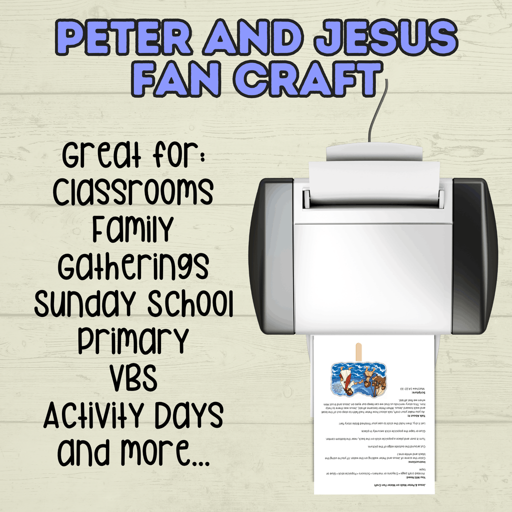 Jesus and Peter Walking on Water Craft, Sunday School Craft, Bible Crafts, New Testament, Homeschool, Christian Activity, Faith Lesson, VBS