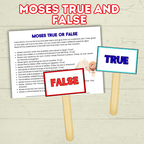 Moses True and False, Moses Trivia, Moses Activity, Sunday School Activity, Bible Lesson, Old Testament, Genesis, Exodus, Christian Activity