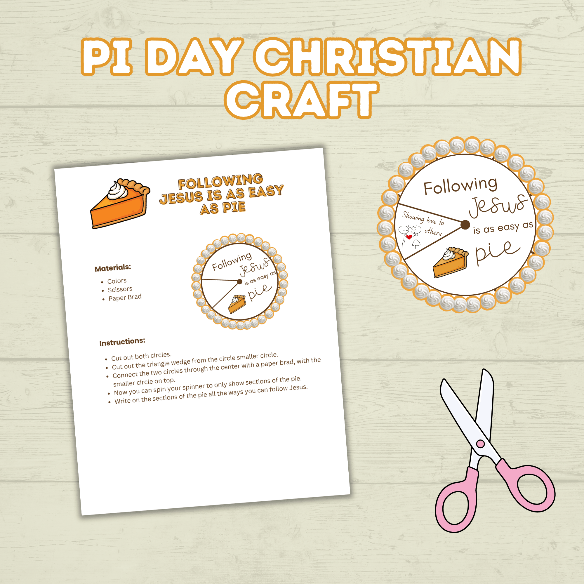 Pi Day Craft, Sunday School Craft, Christ Craft, Pie Craft, Pi Day Activity, Spinner Craft