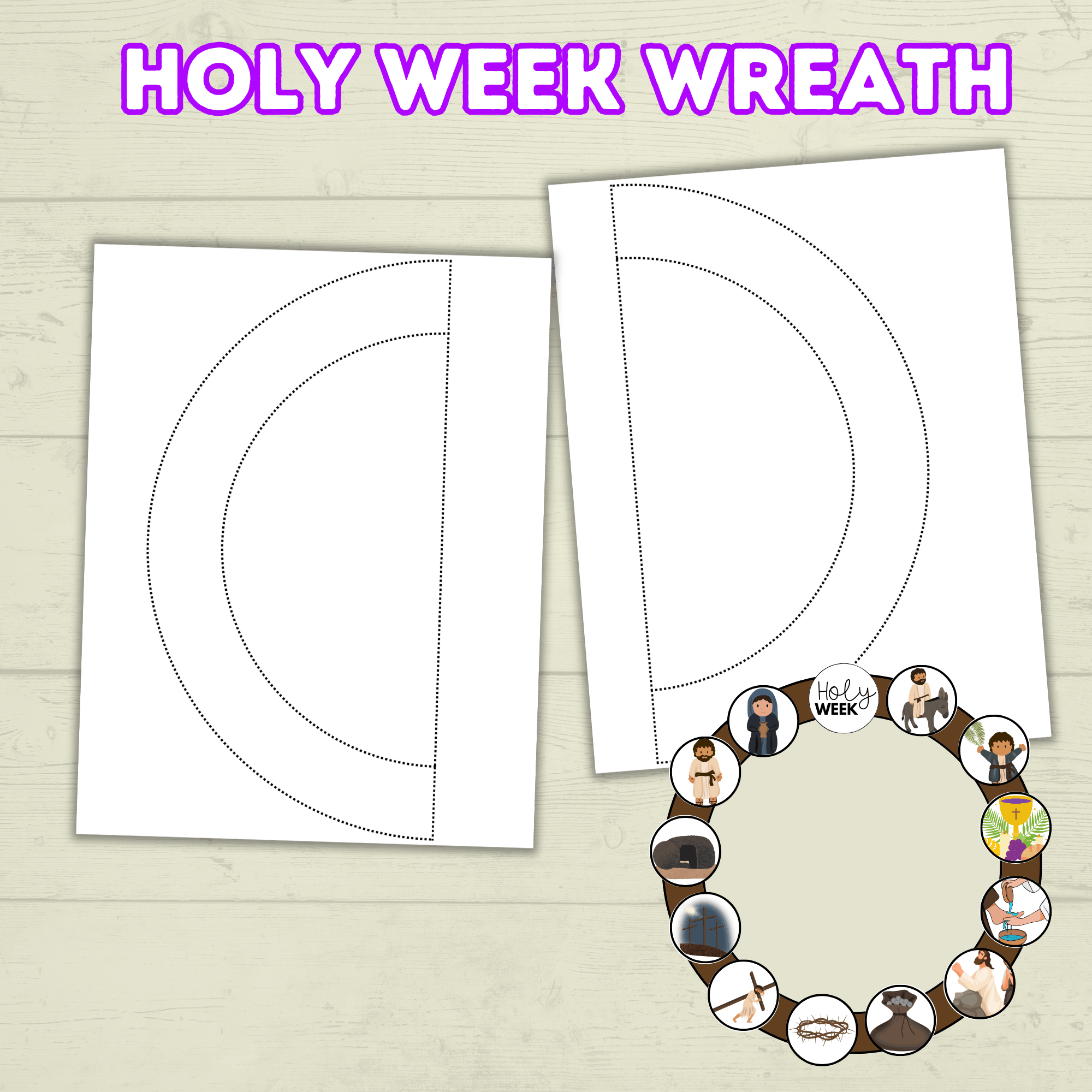 Holy Week Story Craft, Holy Week Wreath, Palm Sunday Bible Craft, Easter Week Craft, He is Risen, LDS Activities, Sunday School Craft