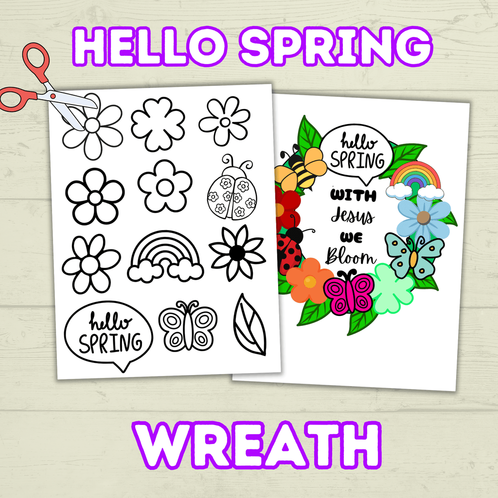 Jesus Spring Wreath, Cut and Paste, Sunday School Craft, Homeschool, With Jesus We Bloom, VBS