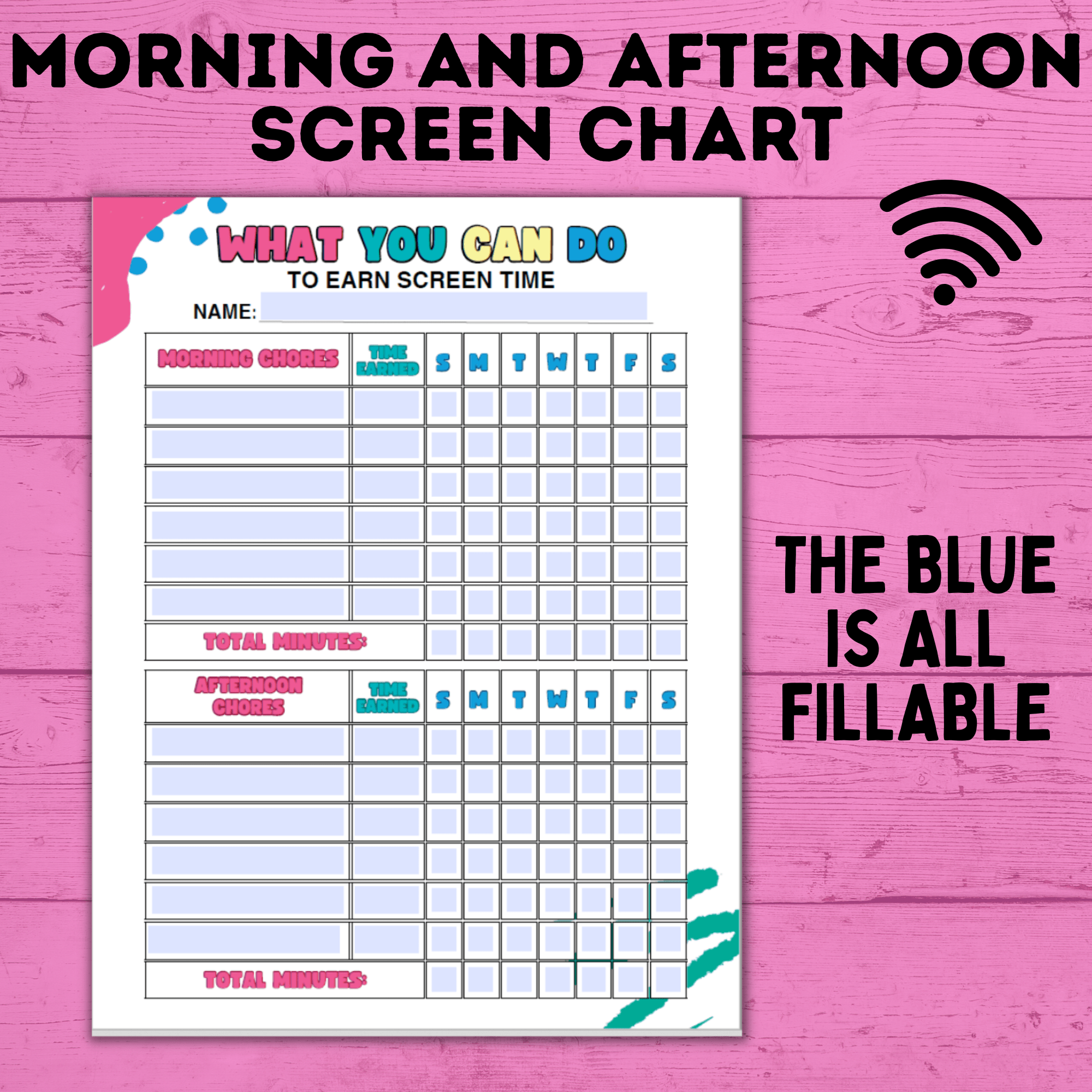 Morning and Afternoon Screen Time Reward Chart for Kids | Chore Chart for Kids | Screen Time Checklist | TV Time | Kids Chart | Computer