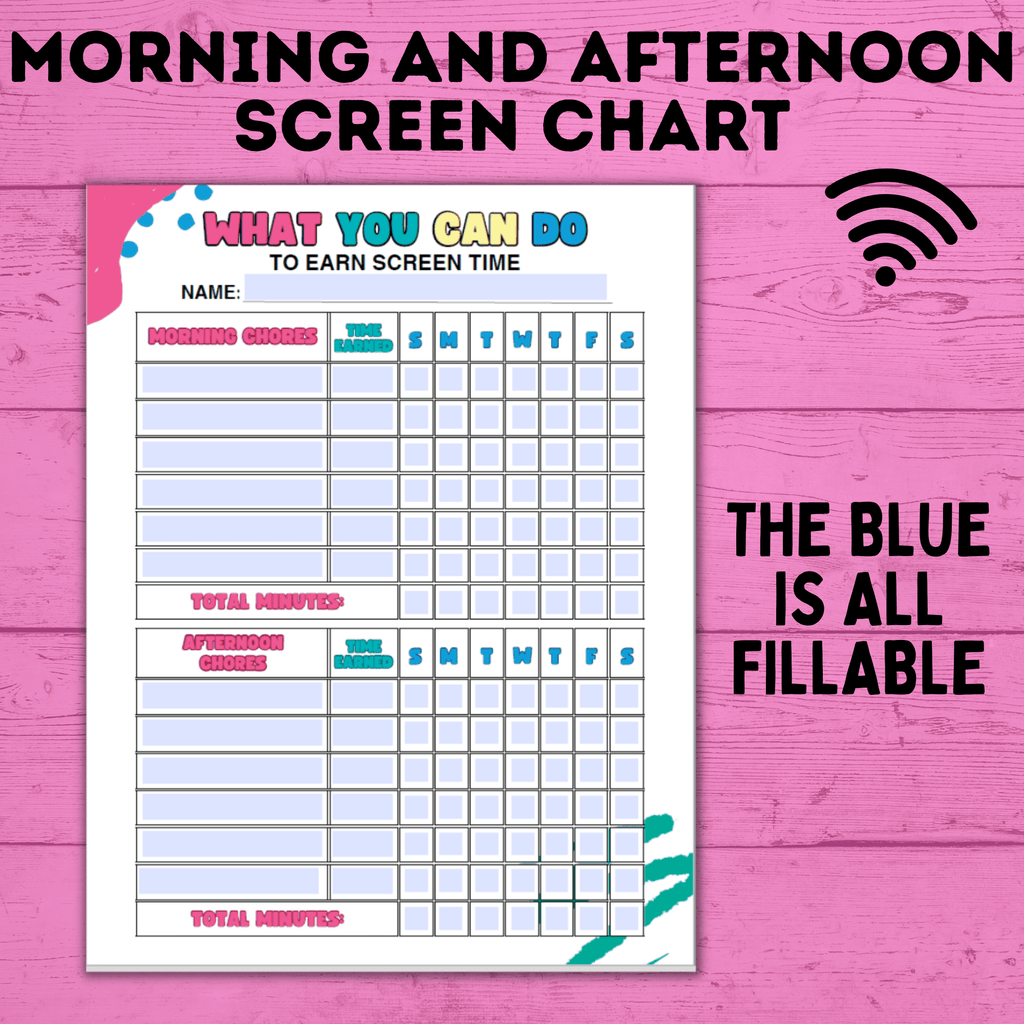 Screen Time Reward Chart Bundle | Kids Chore Chart | Kids Checklist ...