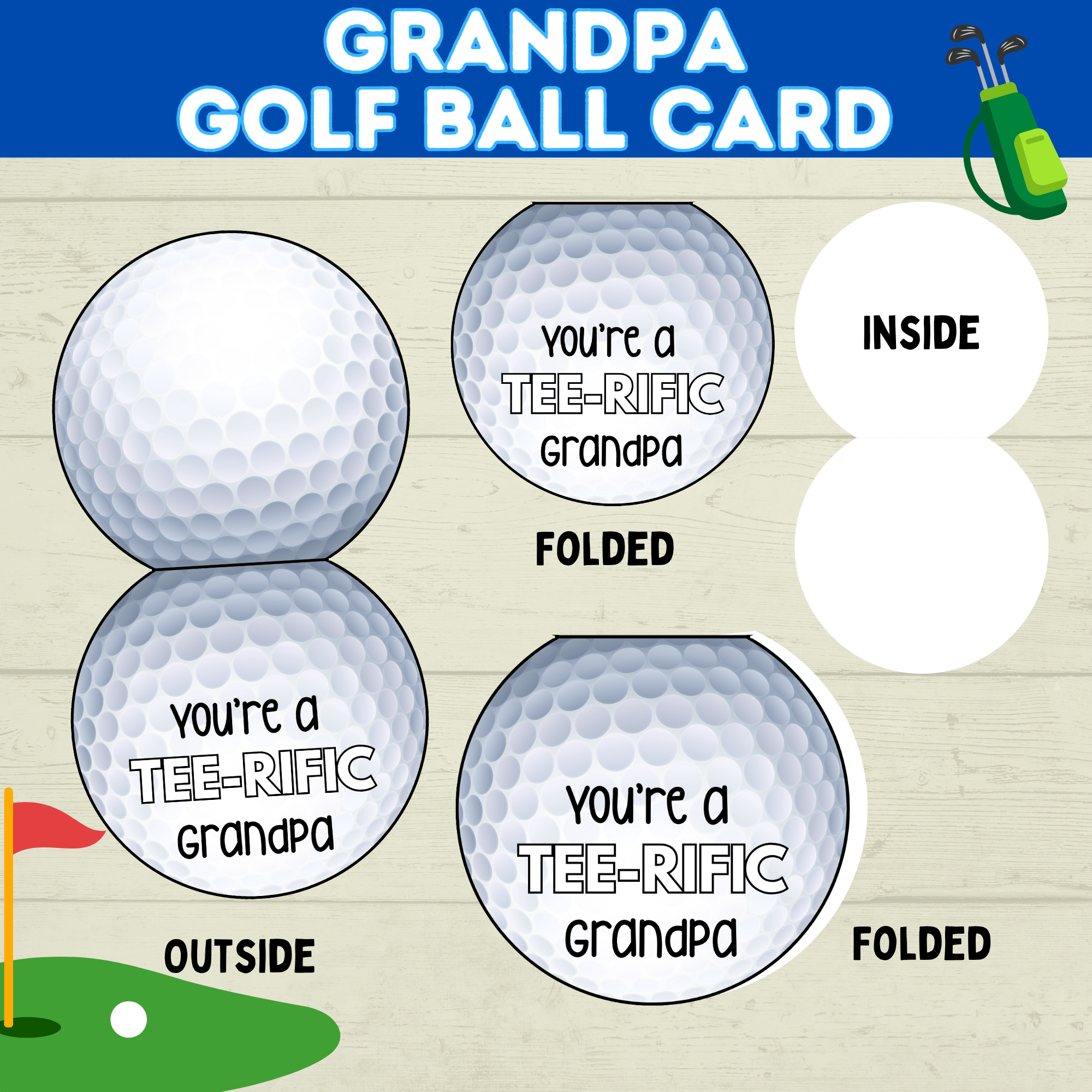 Grandparent's Day | Grandpa Card | Golf Ball Card | Golf Card for Grandpa | Papa Card | Grandad Card | Gramps Card | Digital Download
