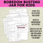 Kids Boredom-Busting Jar | Kids Activities | Kids Printable | Summer Activities | Simple Kids Activities | Toddler Activities | PDF download