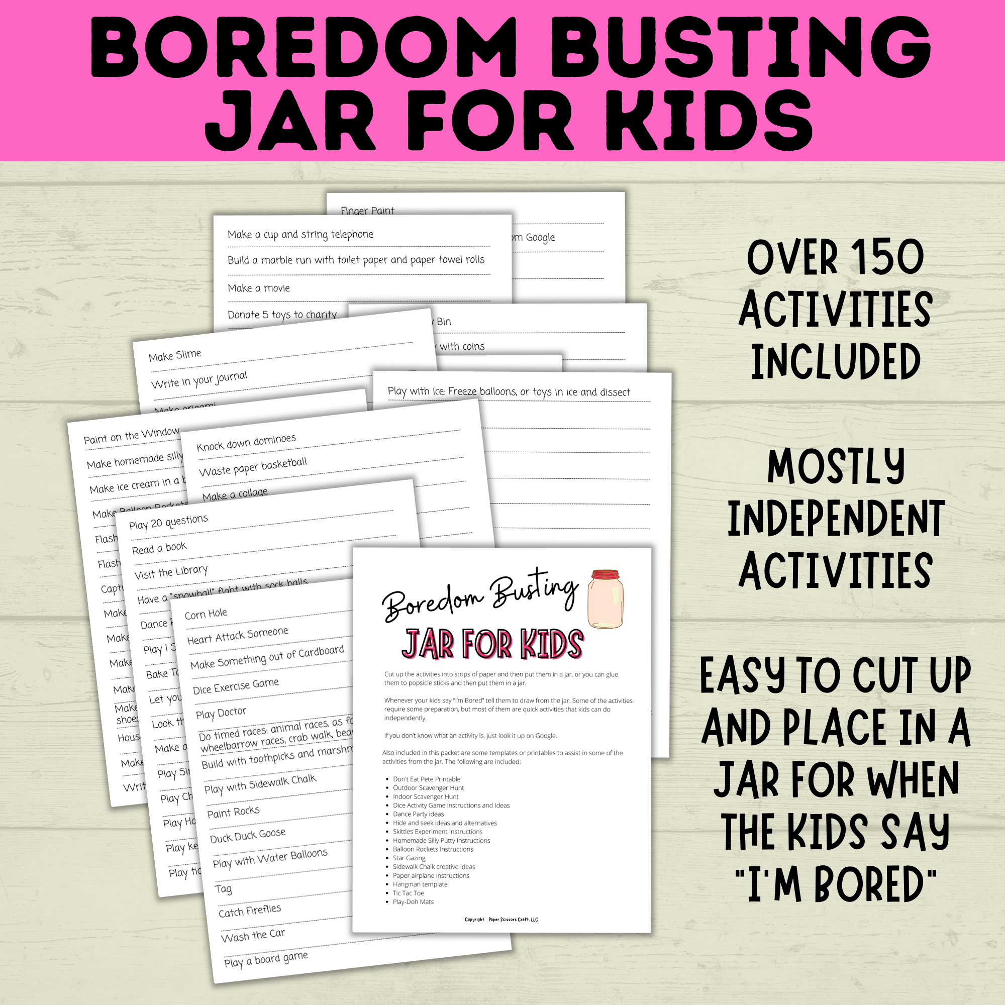 Kids Boredom-Busting Jar | Kids Activities | Kids Printable | Summer Activities | Simple Kids Activities | Toddler Activities | PDF download