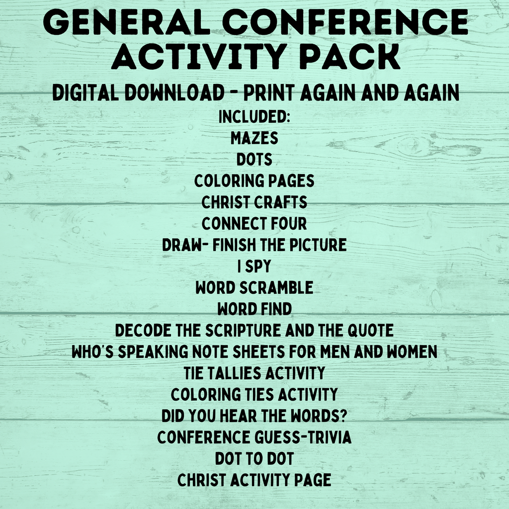 General Conference Activity Pack for Kids | Activity Pages for Kids | Kids Printables | Conference Printables | PDF download | Church