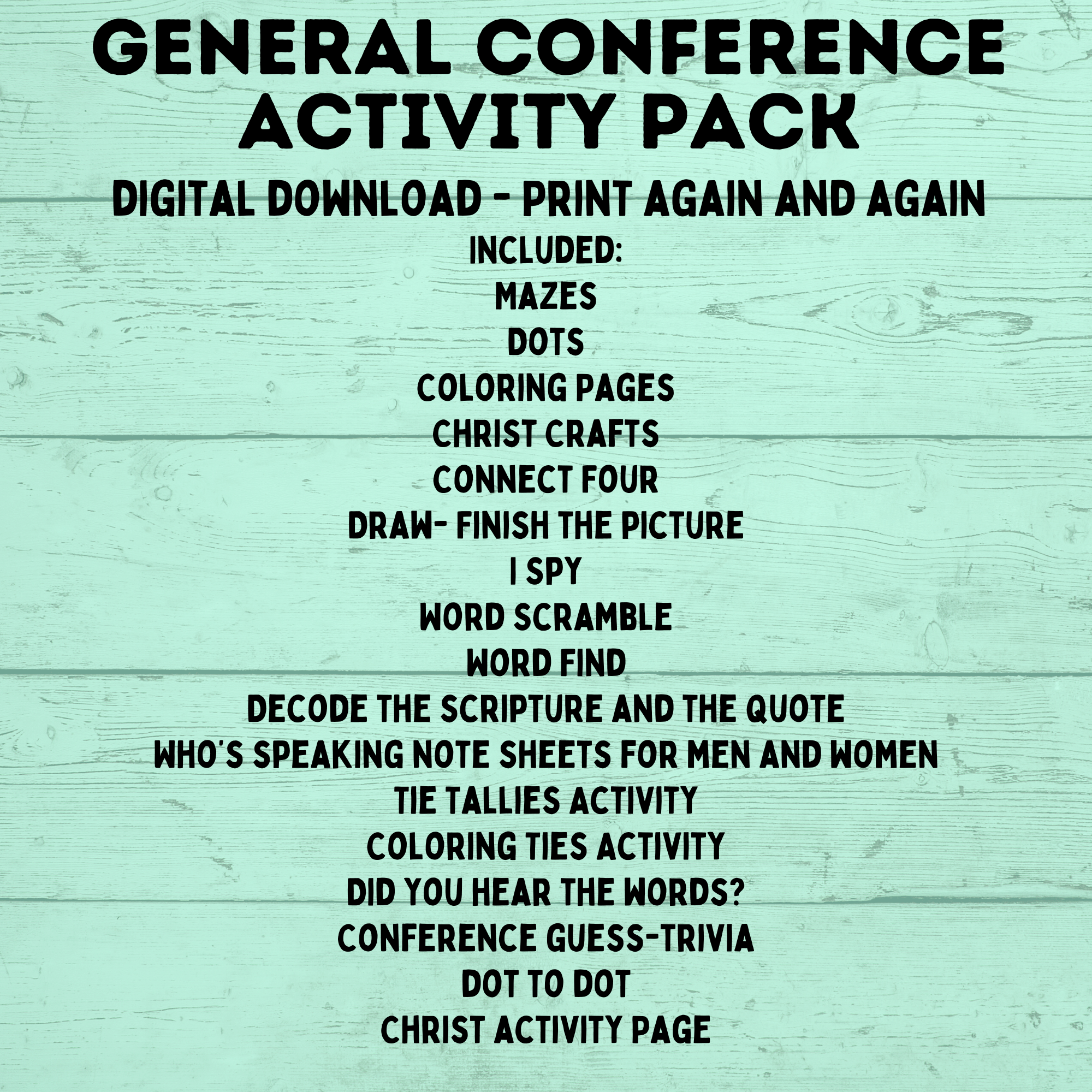 General Conference Activity Pack for Kids | Activity Pages for Kids | Kids Printables | Conference Printables | PDF download | Church