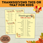 Thanksgiving This or That | Thanksgiving Game | Dinner Game | Party Game | Kids Activities | Kids Games | Thanksgiving Activity