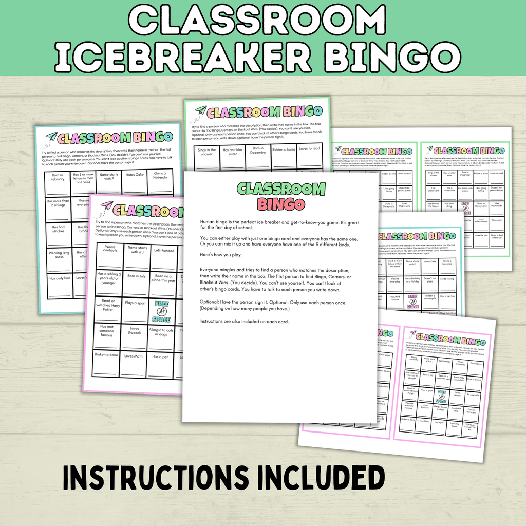 Classroom Bingo | Back to School Bingo | Getting to Know You Bingo | Human Bingo | Ice Breaker Games for Kids | Back to School Games