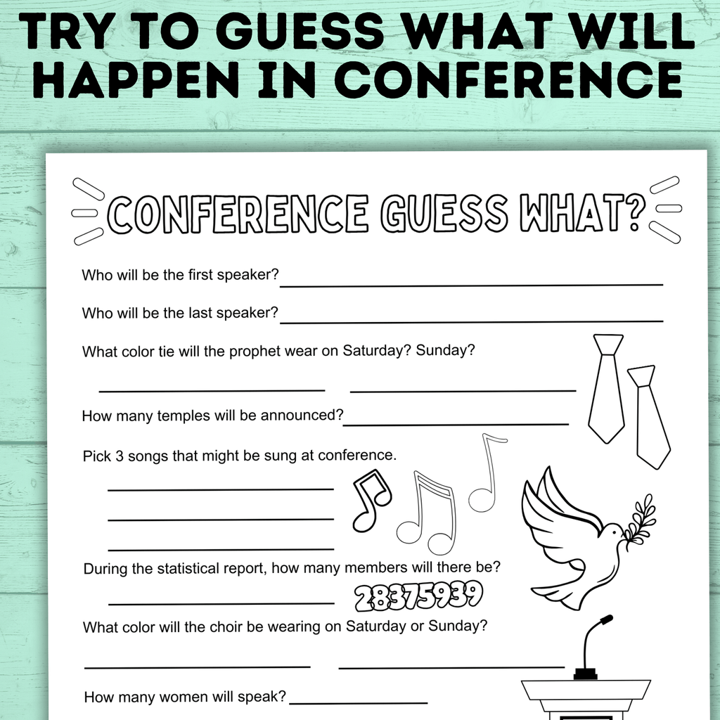 General Conference Guessing Game for Kids | General Conference Trivia for Kids | General Conference Activities | Kids Printables
