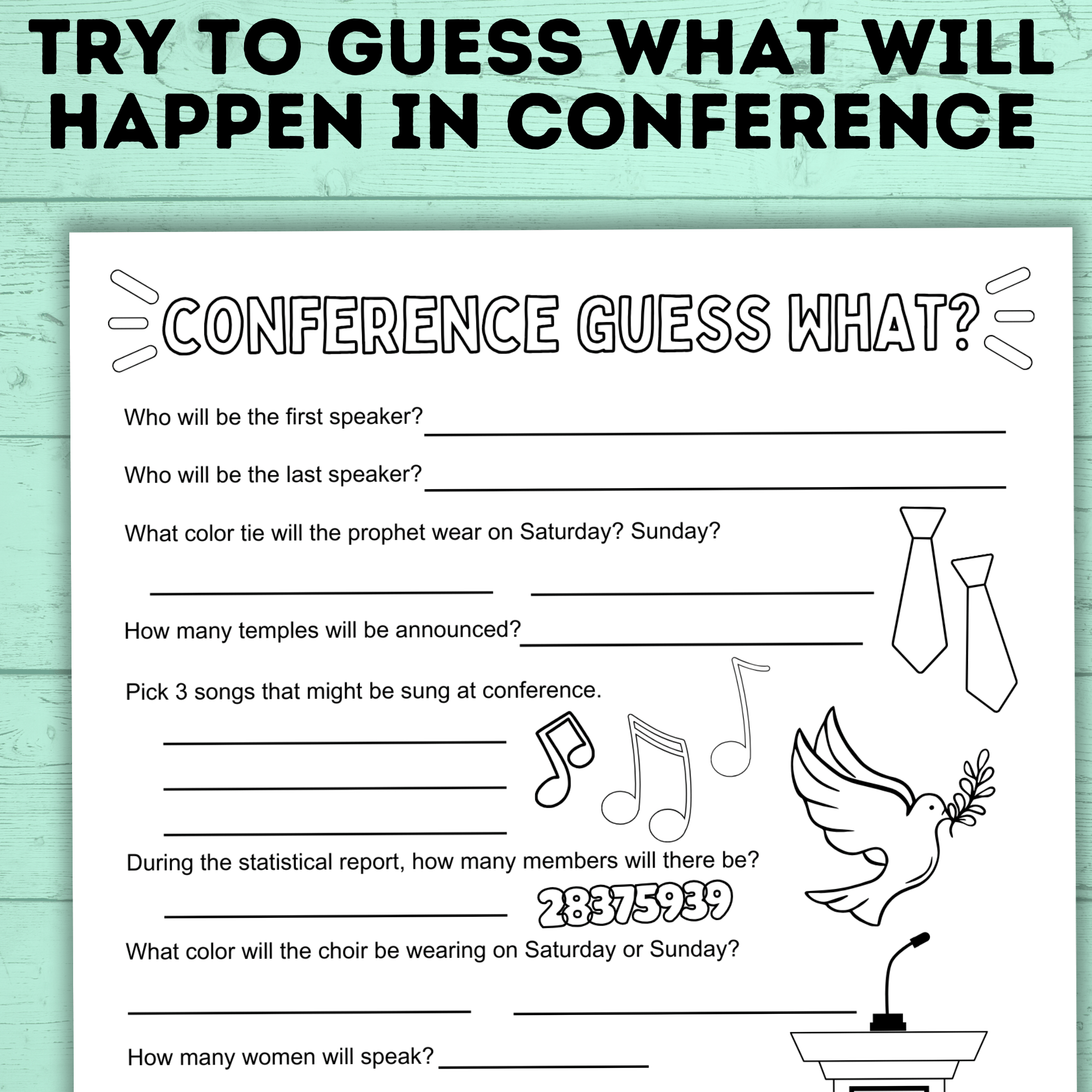General Conference Guessing Game for Kids | General Conference Trivia for Kids | General Conference Activities | Kids Printables