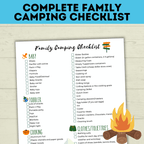 FREE Camping Check List Camping Checklist | Complete Family Camping Checklist | Family Activities | Camping Printable | Kids Printable | kids Checklist