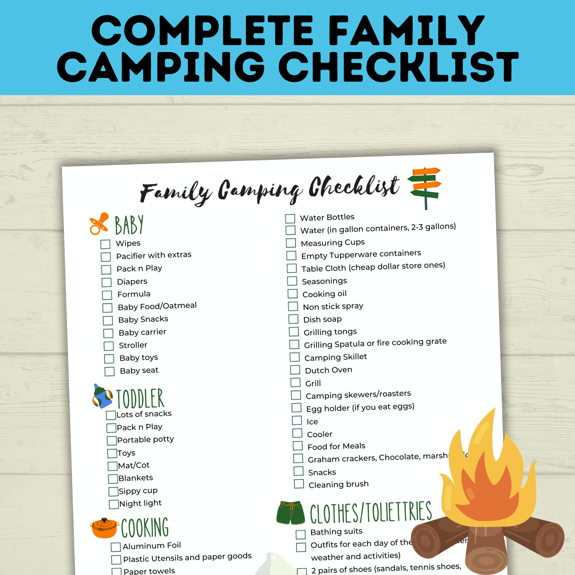 FREE Camping Check List Camping Checklist | Complete Family Camping Checklist | Family Activities | Camping Printable | Kids Printable | kids Checklist