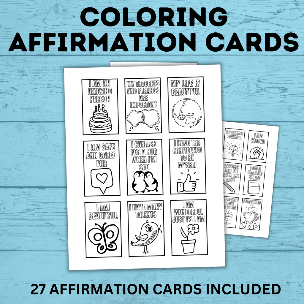 Affirmation Cards for Kids | Coloring Affirmation Cards | Kids Cards | Kids Confidence