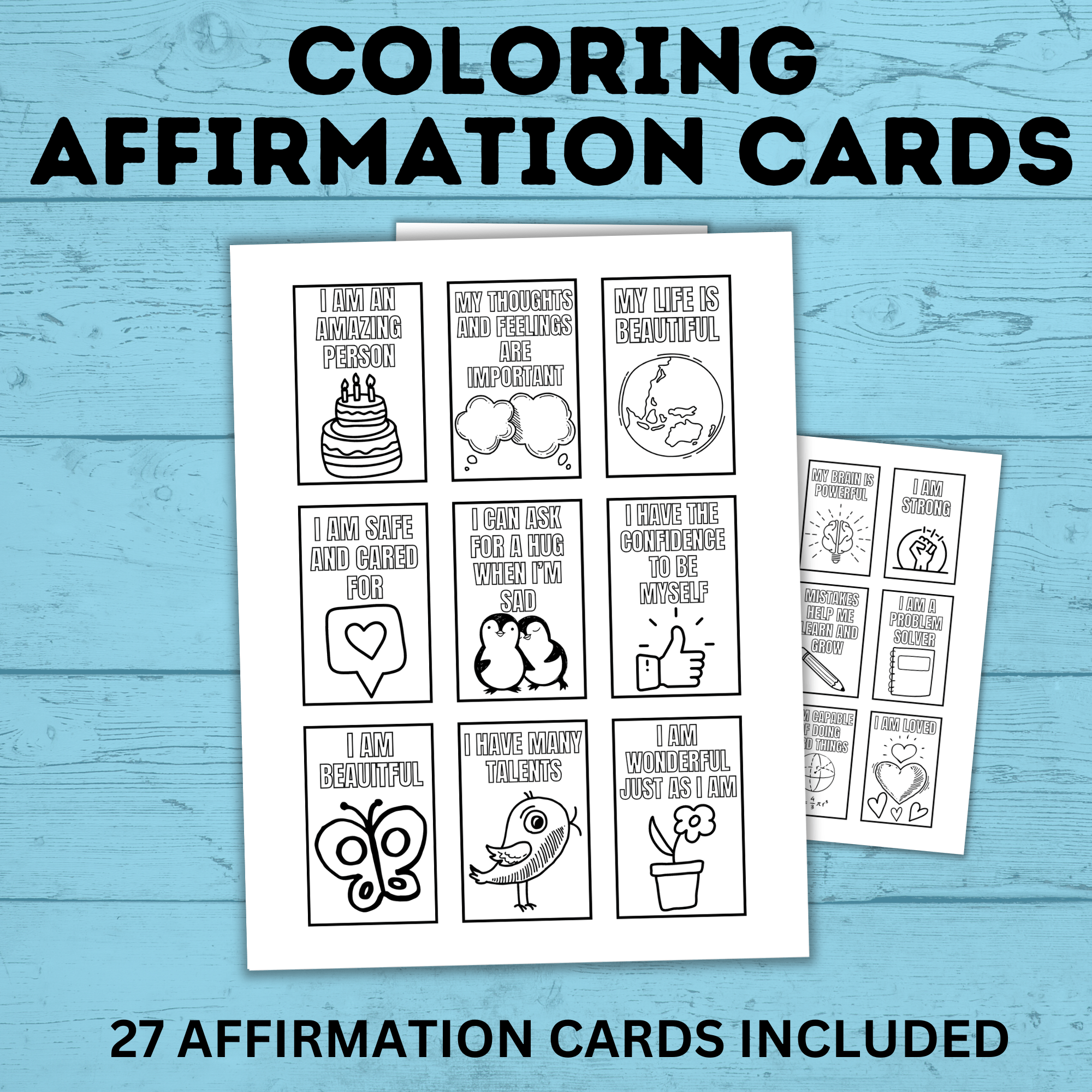 Affirmation Cards for Kids | Coloring Affirmation Cards | Kids Cards | Kids Confidence