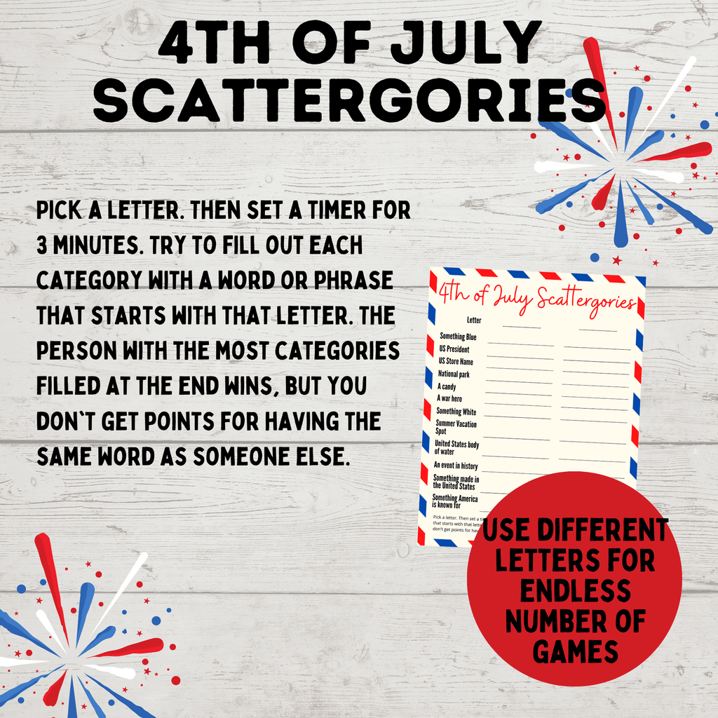 4th of July Scattergories for Kids and Adults | Kids Games