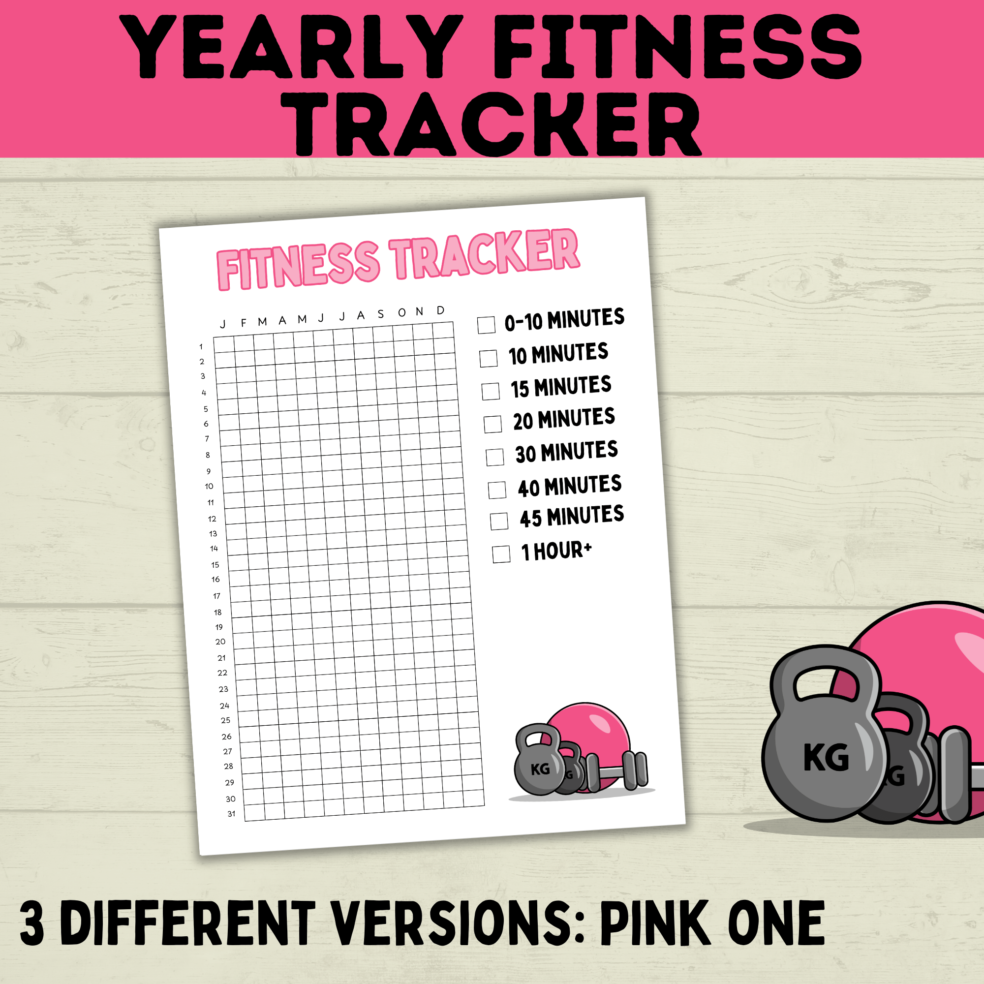 Kid's Fitness Tracker | Kid's Exercise Log | Exercise Chart for Kids | Family Exercise Tracker | Exercise Minutes | PE Tracker | Yearly