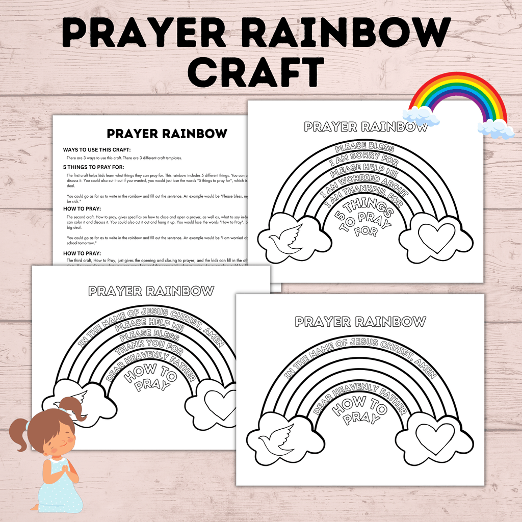 Prayer Rainbow | Prayer Craft | Prayer Activity | Prayer worksheets | Kids prayer activities | Teach Kids to Pray | Sunday School Activity