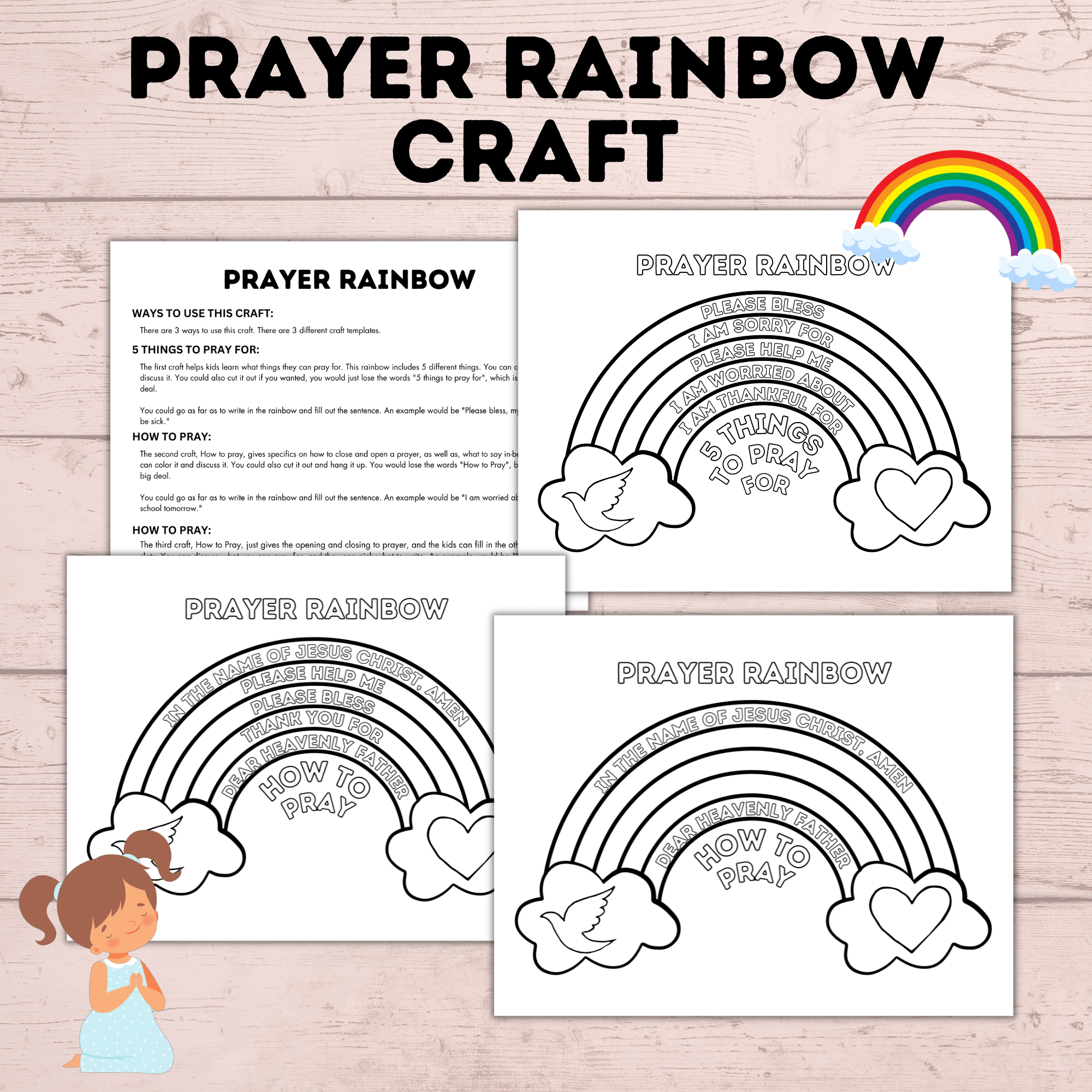 Prayer Rainbow | Prayer Craft | Prayer Activity | Prayer worksheets | Kids prayer activities | Teach Kids to Pray | Sunday School Activity