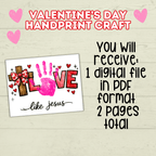 Love Valentine's Day Cross Christian Handprint Craft for Kids, Keepsake Handprint Art, Homeschool Preschool and Kindergarten Activity, DIY