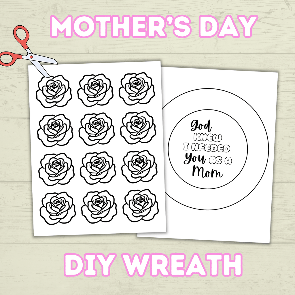 Mother's Day Wreath Craft, Paper Wreath, DIY Cut and Paste Wreath, Mother's Day Card, Sunday School Craft, Christian Activity, Homeschool