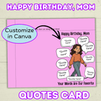 Funny Happy Birthday Mom Card, Birthday Card for Mom, Greeting Card, Quotes Card