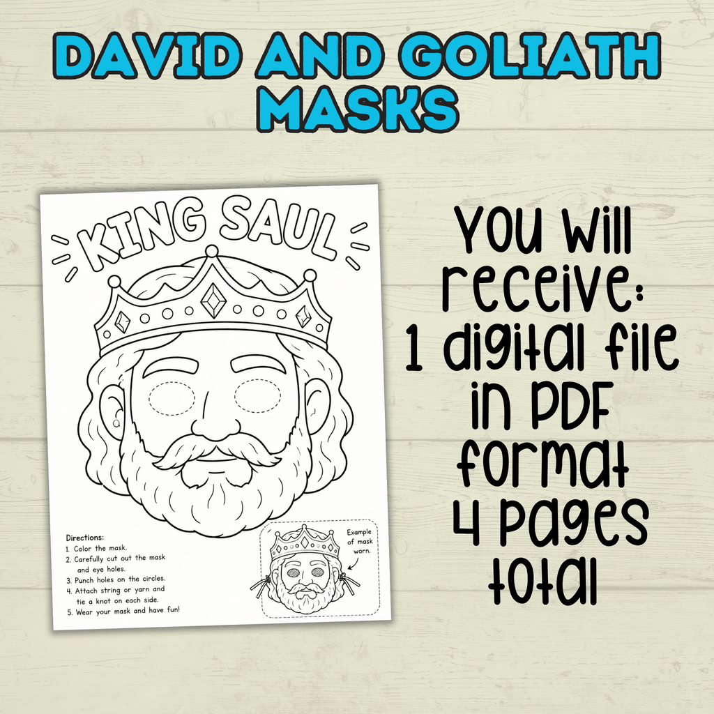 David and Goliath Masks, David Craft, Bible Story Craft, Christian Crafts, Homeschool, Bible Lesson, Sunday School