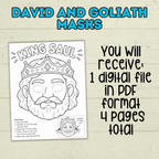 David and Goliath Masks, David Craft, Bible Story Craft, Christian Crafts, Homeschool, Bible Lesson, Sunday School