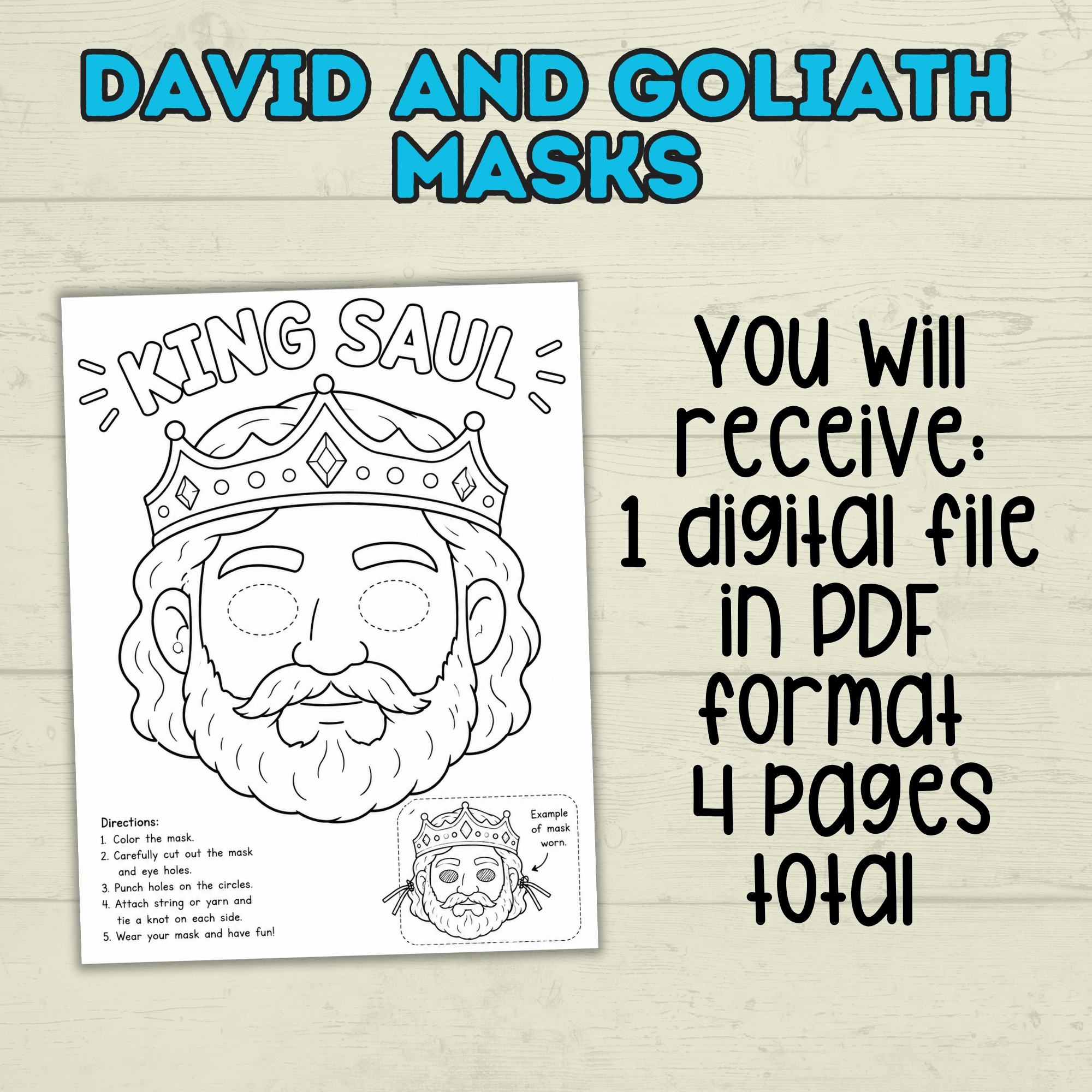David and Goliath Masks, David Craft, Bible Story Craft, Christian Crafts, Homeschool, Bible Lesson, Sunday School