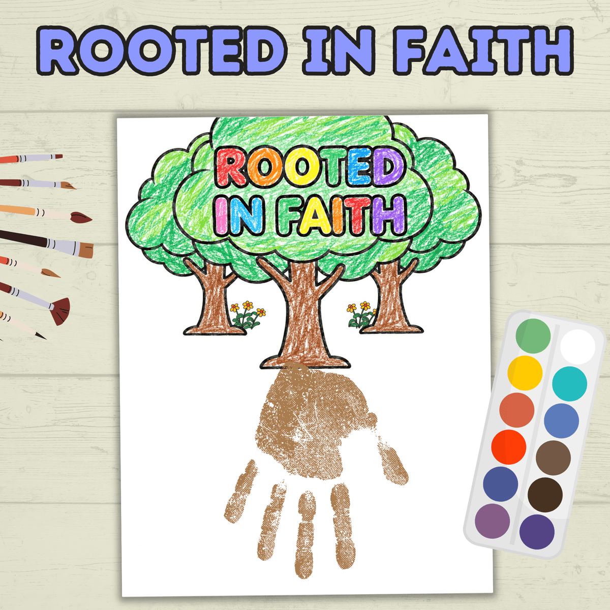 Faith Handprint Craft, Rooted In Faith Handprint Craft, Sunday School Craft, Bible Craft, Christian Craft, Homeschool, Preschool, VBS