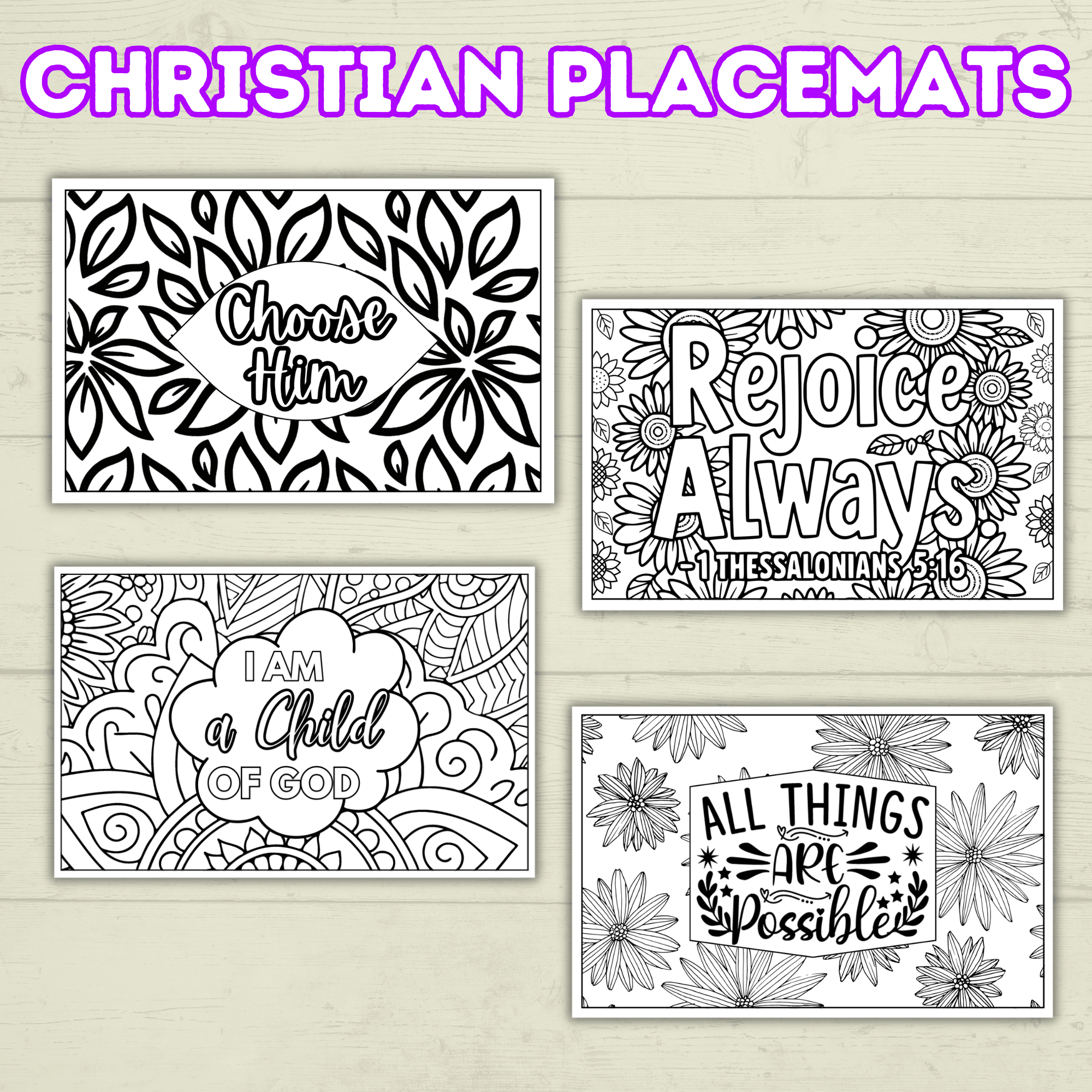 Christian Placemats for Kids and Adults