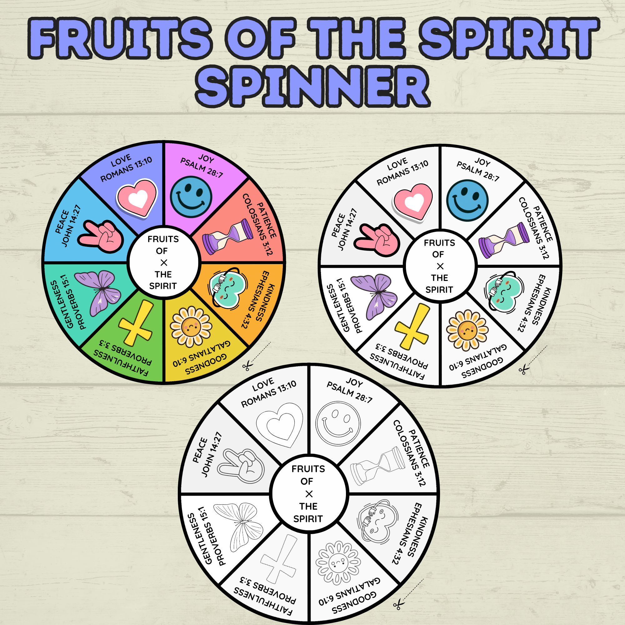 Fruits of the Spirit Craft, Spinner Craft, Sunday School Craft, Bible Craft, Bible Lesson, Christian Activity, Homeschool, Galations Lesson