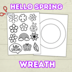 Hello Spring Wreath, Cut and Paste Craft, Paper Craft for Kids, Classroom Craft