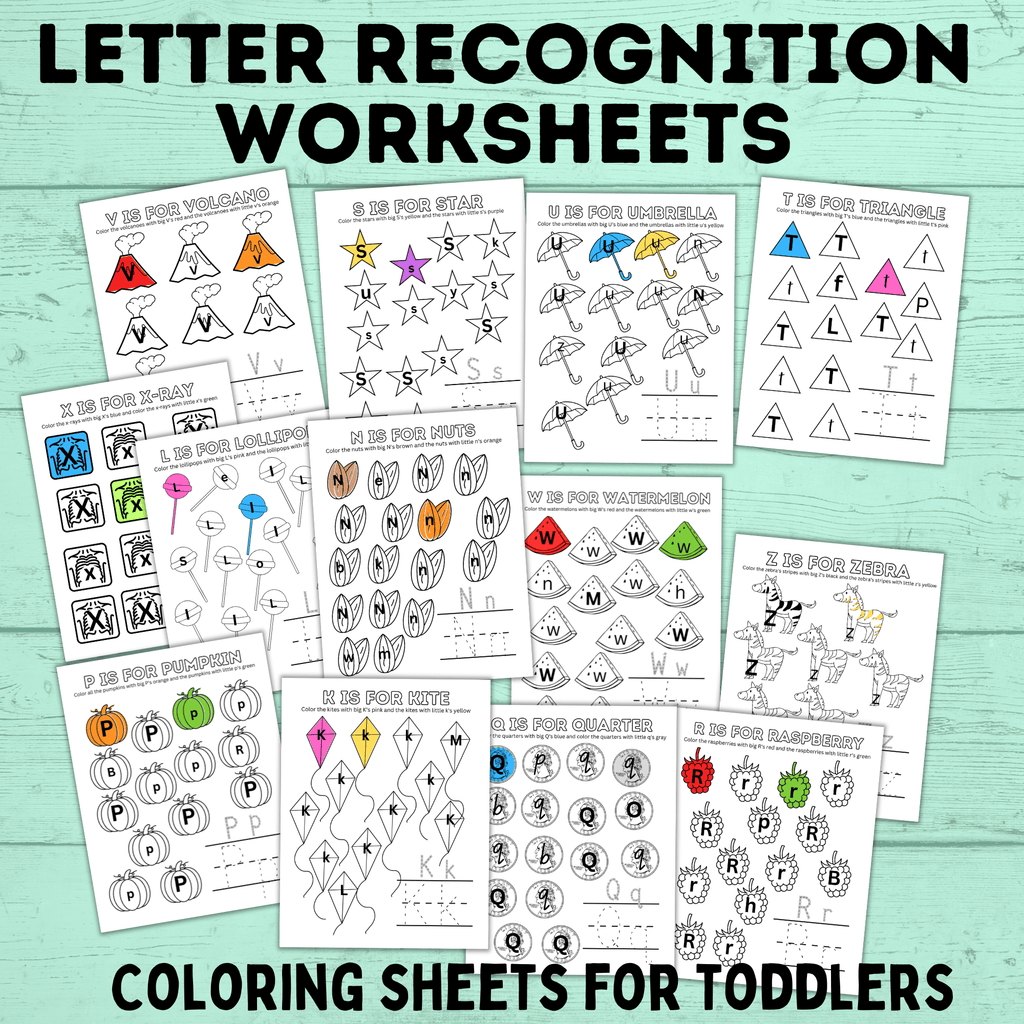Letter Recognition Worksheets for Preschoolers and Toddlers | Toddler Worksheets | Preschool Worksheets | ABC activities | PDF download