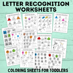 Letter Recognition Worksheets for Preschoolers and Toddlers | Toddler Worksheets | Preschool Worksheets | ABC activities | PDF download