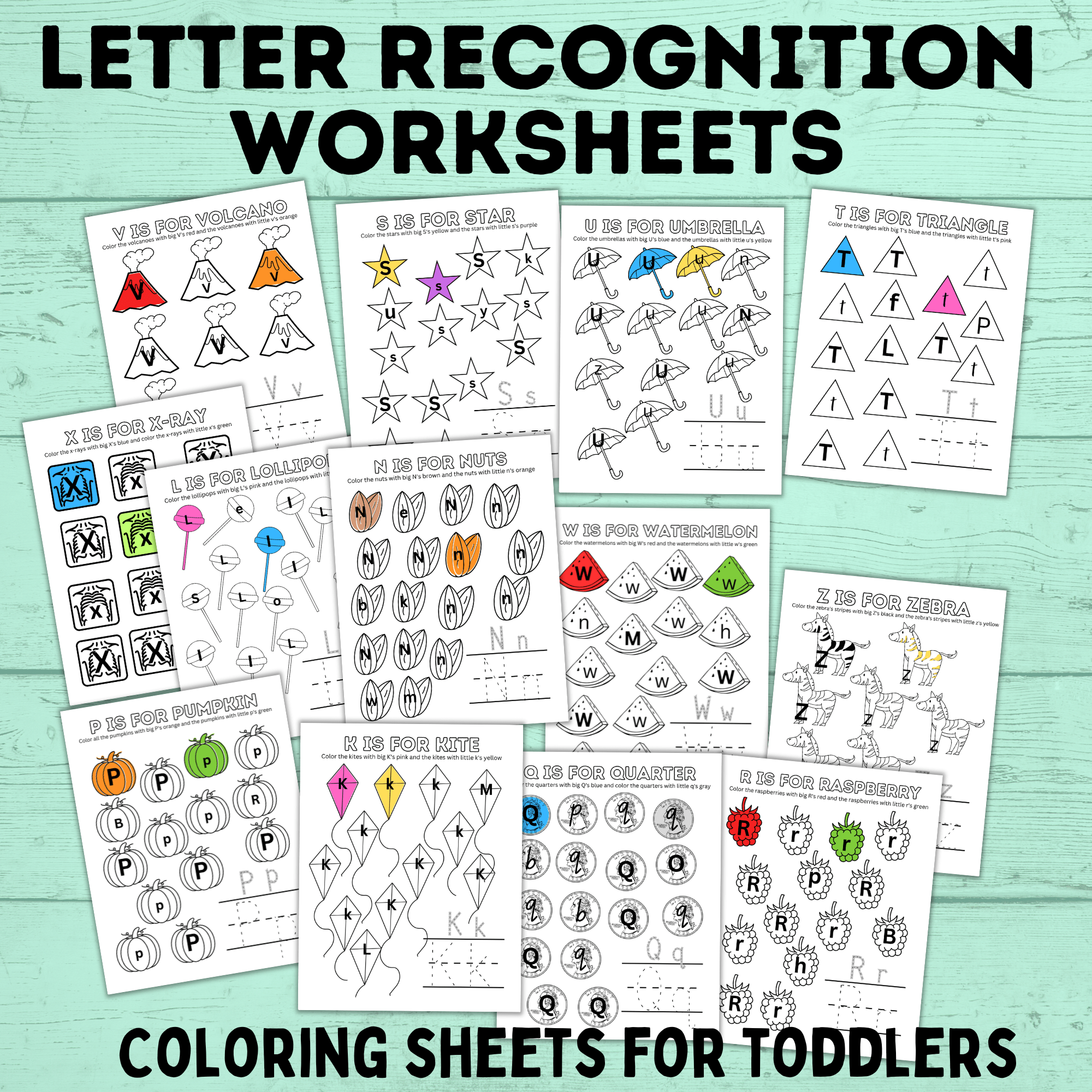 Letter Recognition Worksheets for Preschoolers and Toddlers | Toddler Worksheets | Preschool Worksheets | ABC activities | PDF download
