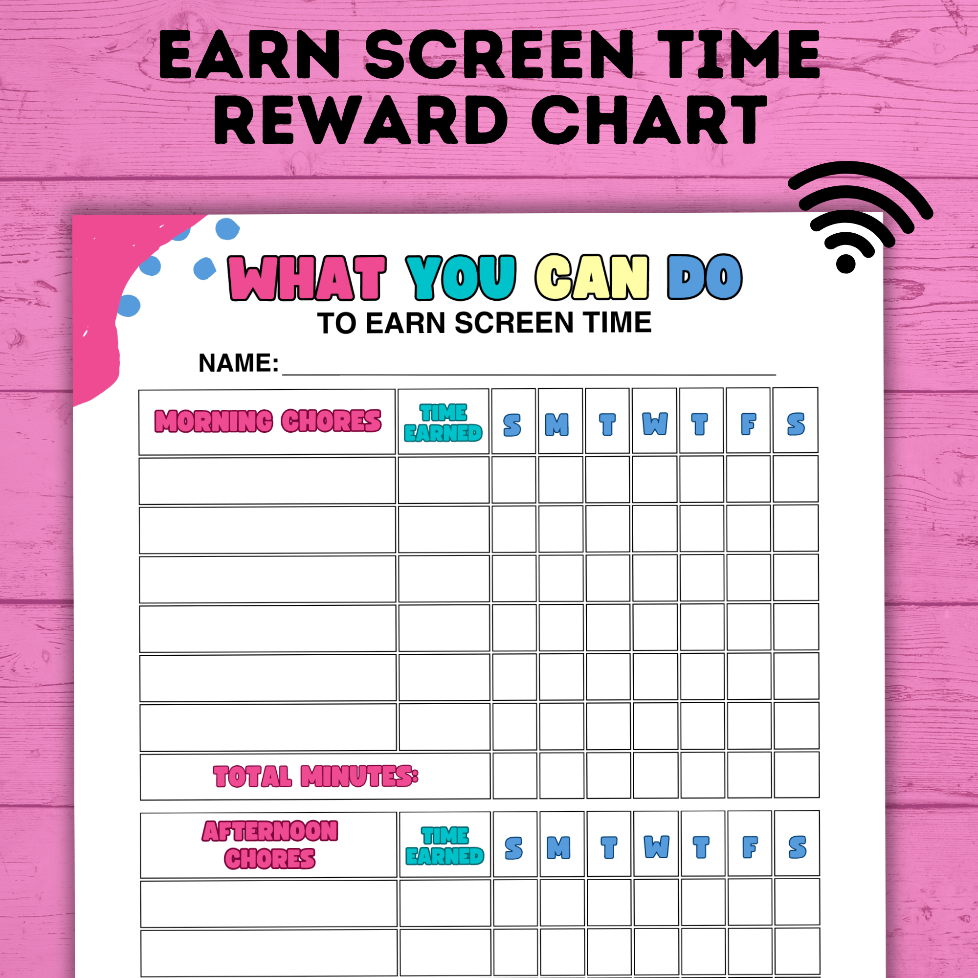 Morning and Afternoon Screen Time Reward Chart for Kids | Chore Chart for Kids | Screen Time Checklist | TV Time | Kids Chart | Computer