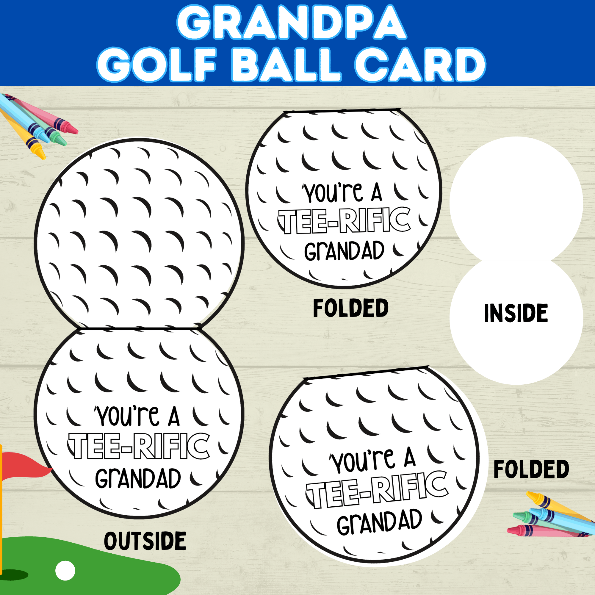 Grandparent's Day | Grandpa Card | Golf Ball Card | Golf Card for Grandpa | Papa Card | Grandad Card | Gramps Card | Digital Download