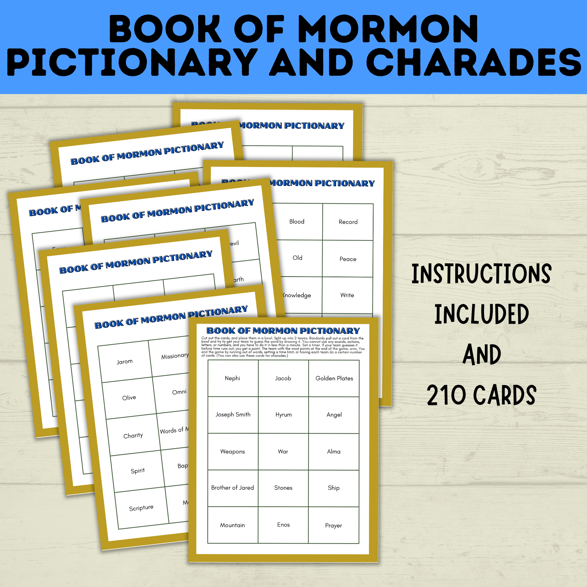 Book of Mormon Pictionary and Charades | Book of Mormon Games | Youth Games | LDS games | Seminary Games | Book of Mormon Lessons | Kids