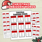 Christmas Classroom Printable Cards Game for Kids, Christmas Forbidden Words