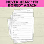 Kids Boredom-Busting Jar | Kids Activities | Kids Printable | Summer Activities | Simple Kids Activities | Toddler Activities | PDF download