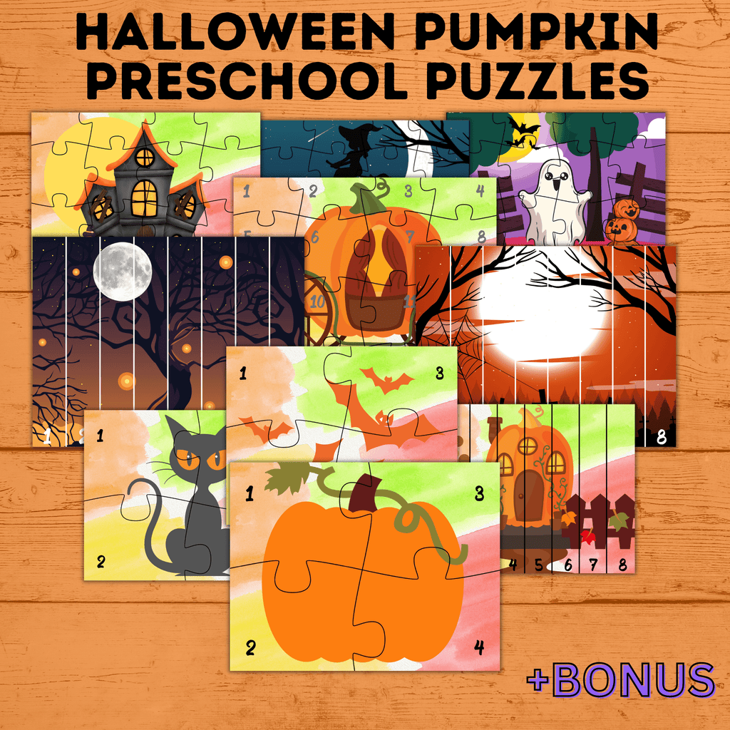 Pumpkin Halloween Puzzles for Preschoolers | Preschool Puzzles | Preschool Activities | Toddler Puzzles | Toddler Printable | Digital Puzzle