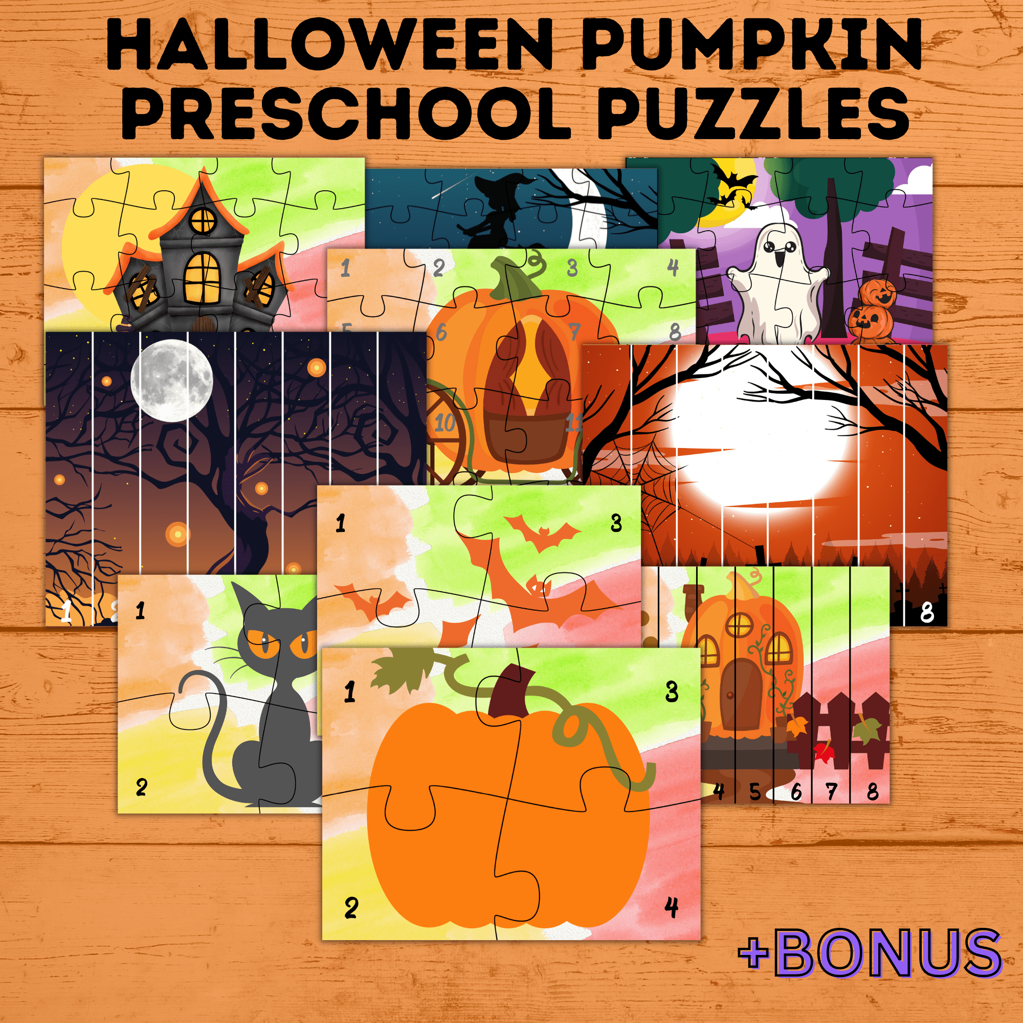 Pumpkin Halloween Puzzles for Preschoolers | Preschool Puzzles | Preschool Activities | Toddler Puzzles | Toddler Printable | Digital Puzzle