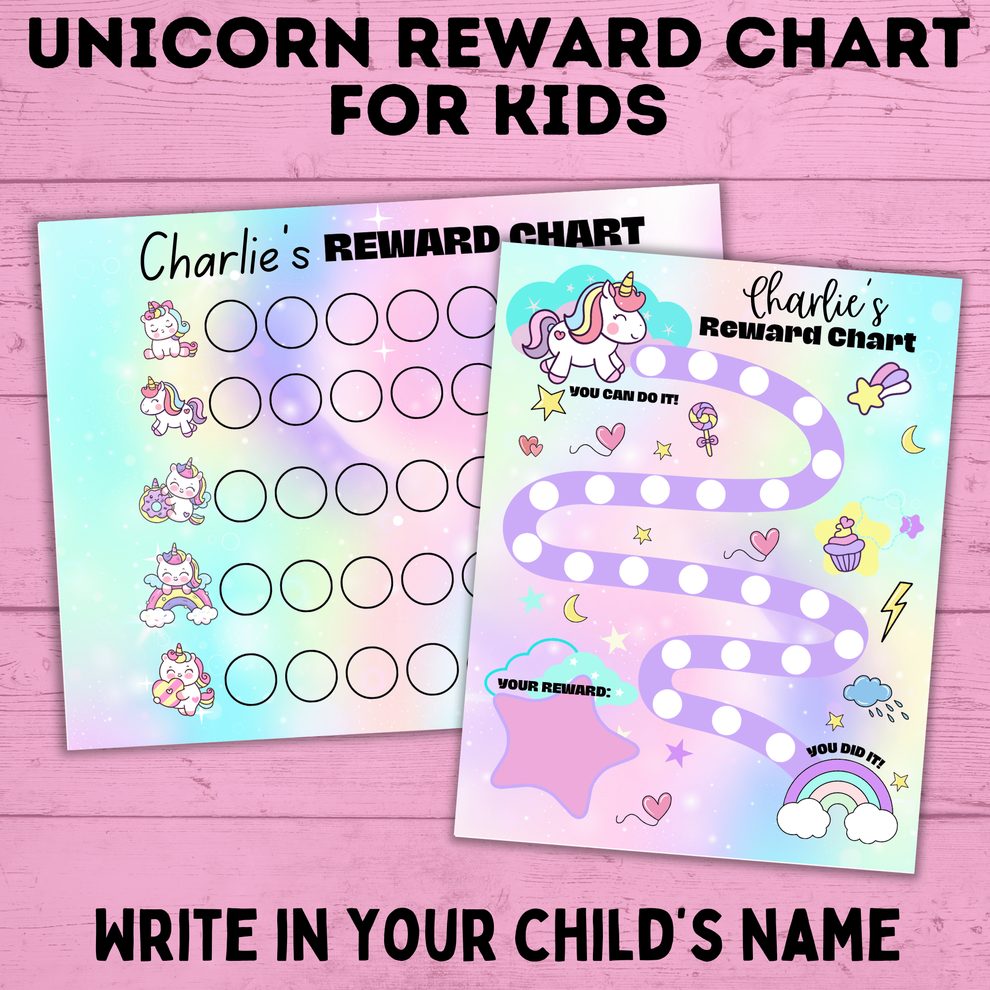 Unicorn Reward Chart for Kids | Sticker Chart for Kids | Toddler Chore Chart