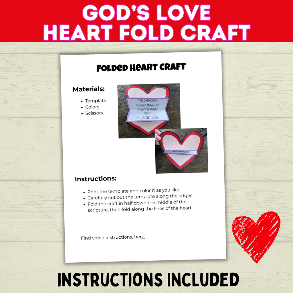 Sunday School Heart Craft for Kids, Christian Bible Verse Printable, Jesus Loves Me