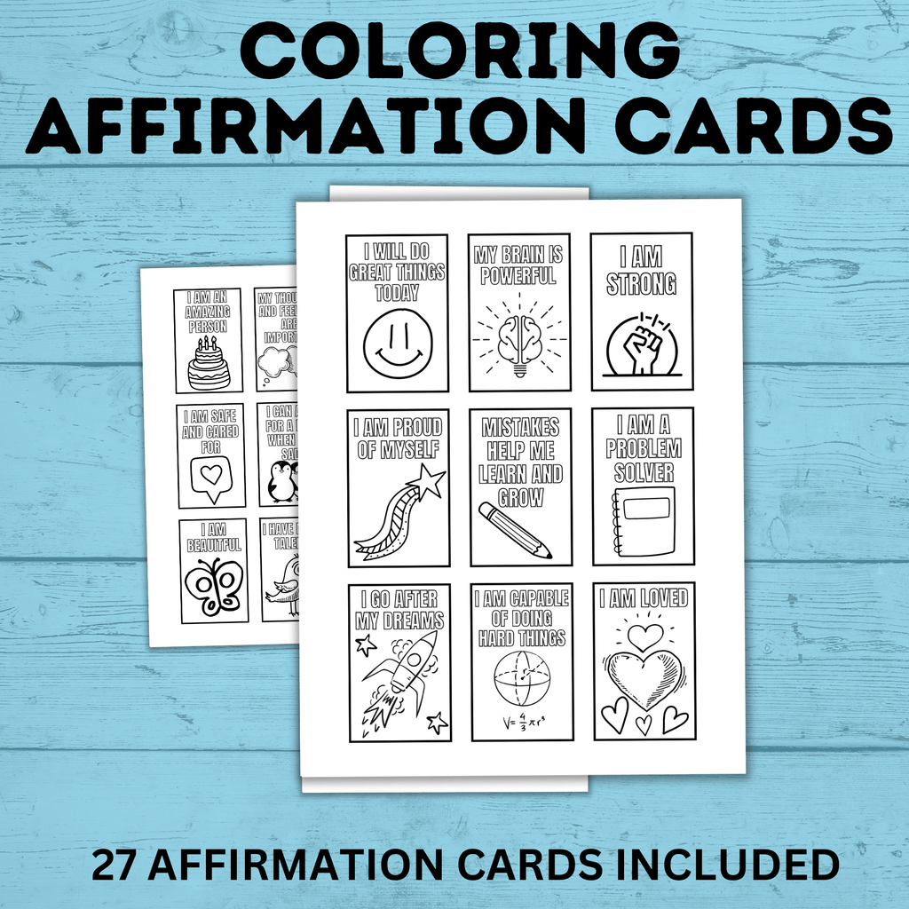 Affirmation Cards for Kids | Coloring Affirmation Cards | Kids Cards | Kids Confidence